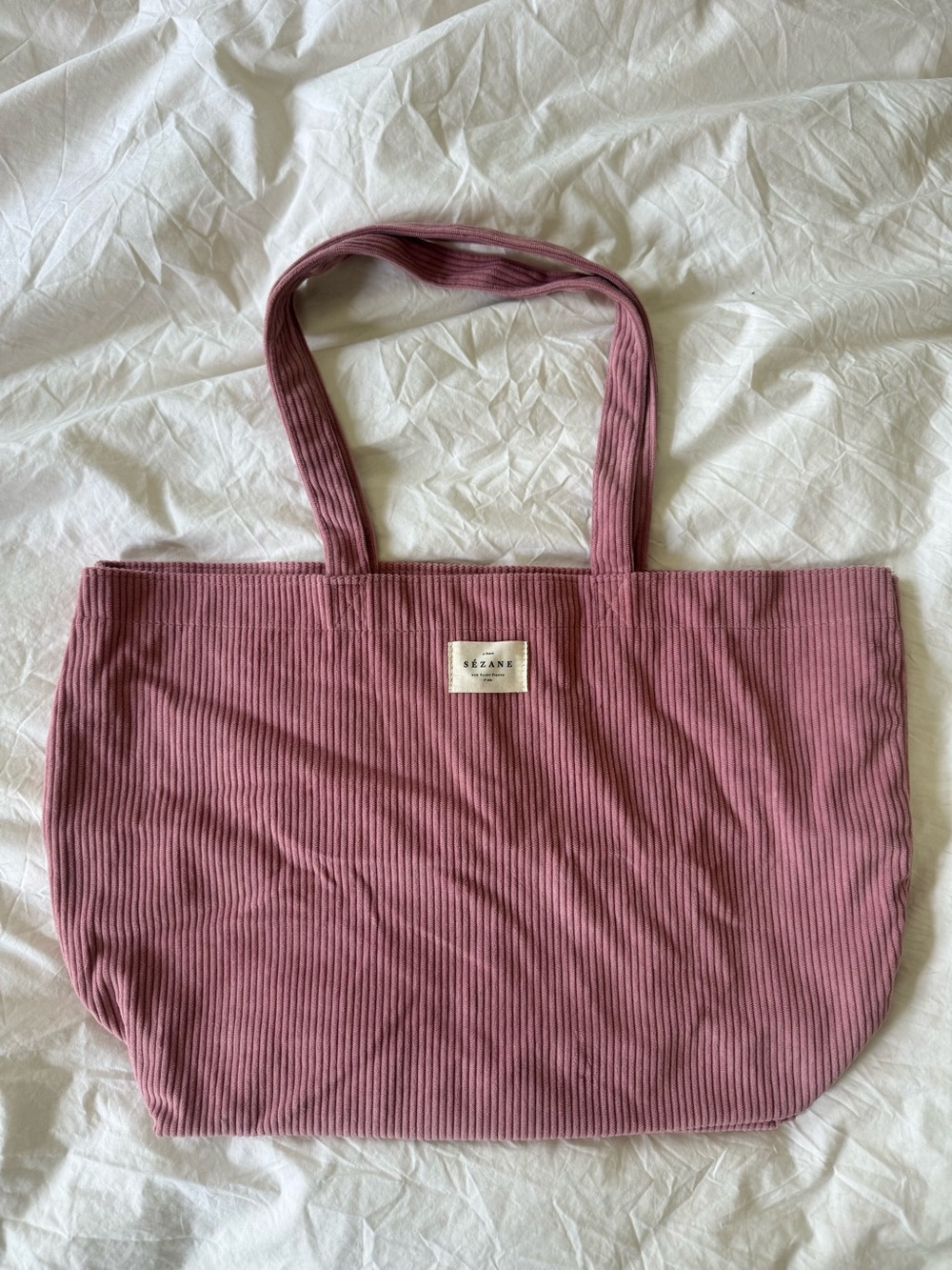 Sezane Rose Pink Corduroy Tote